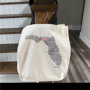 NWOT Designs by Kathy Florida State Outline Tote Bag Cities Listed FL